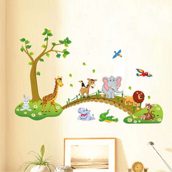 DIY Tree Cartoon Elephant lion Removable Decal Home Decor Wall Sticker Wallpaper