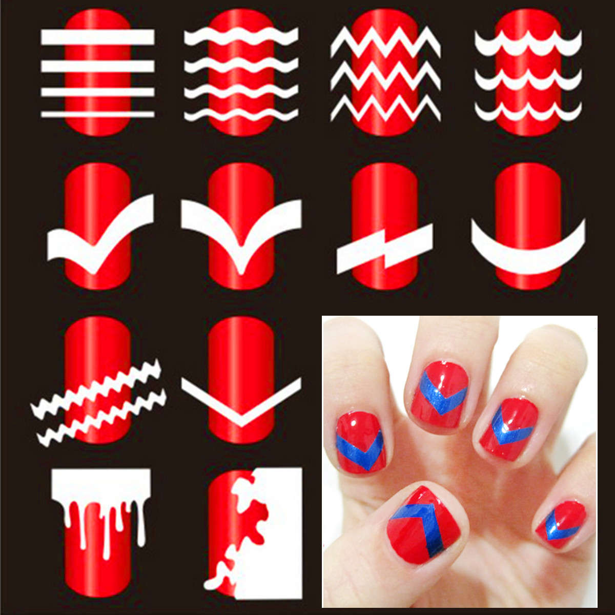 French Nail Art Tip Tape Guide Stencil Manicure Tool For Sticker Decal Decorati