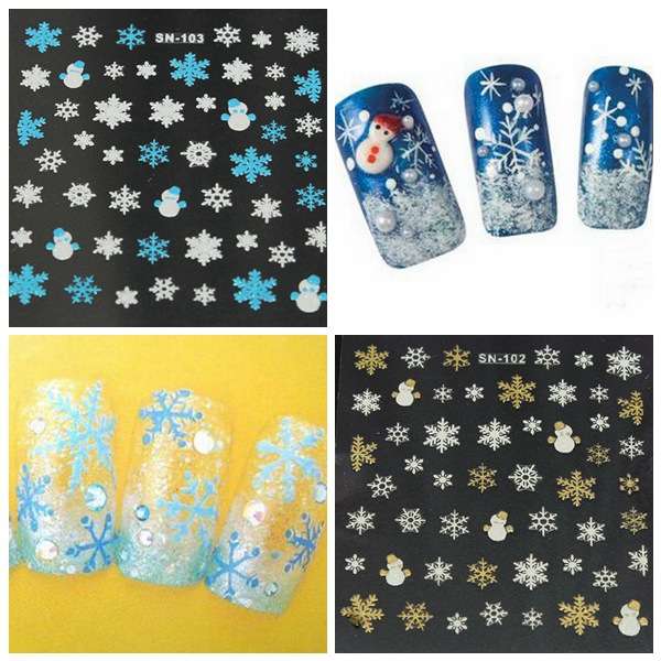 Christmas Snowflake Snowman Nail Art Stickers Decals