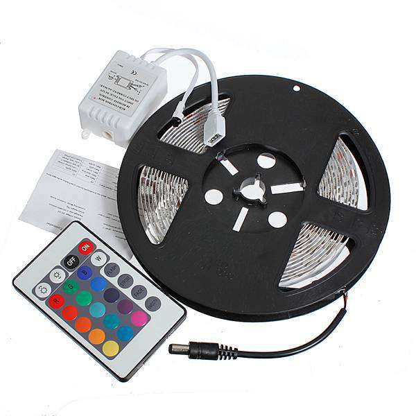 5M 5050 RGB 300 LED Non-Waterproof SMD Flexible Light Strip DC12V + 24key Remote