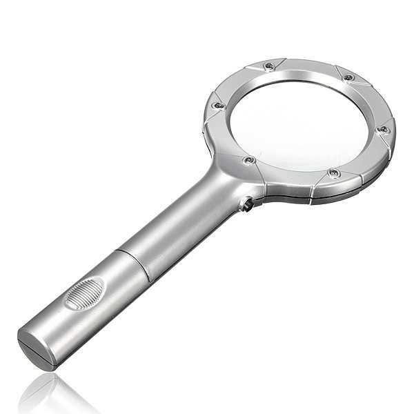 Handheld Read Magnifier 65mm Magnifying Glass With 6 LEDIlluminated