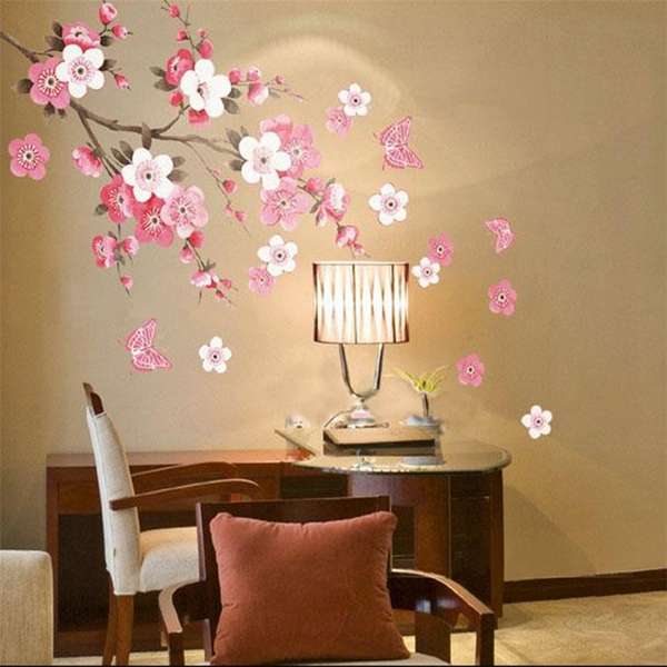 Plum Blossom Butterfly Wall Stickers Removable Decal Home Art Decor Wall Vinyl