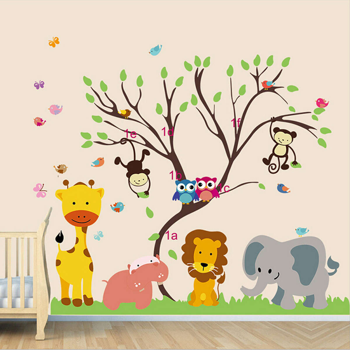 Children Kids DIY Room Removable Jungle Zoo Monkey Tree Owl Bird Vinyl Decal Ho