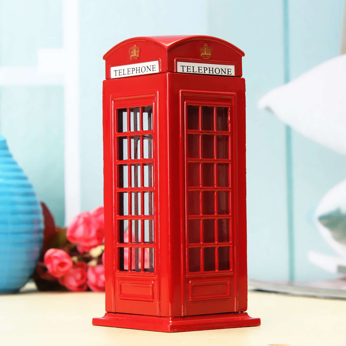 British English London Telephone Booth Bank Coin Bank Saving Pot Piggy Bank Box