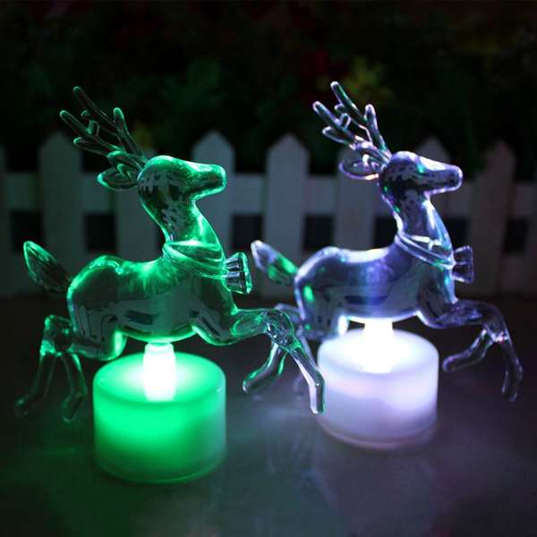 Colorful LED Acrylic Reindeer Night Light For Holiday Christmas Party Decoration
