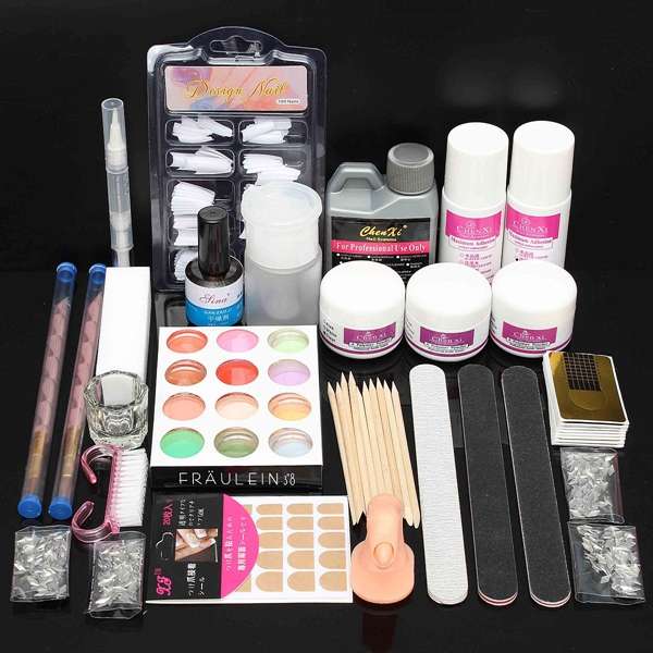Acrylic Powder Liquid French Nail Art Set Crystal Manicure Kit