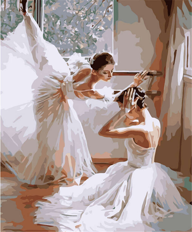 Digital Oil Painting Ballet DIY Oil Painting By Numbers Kits Dancing Frameless