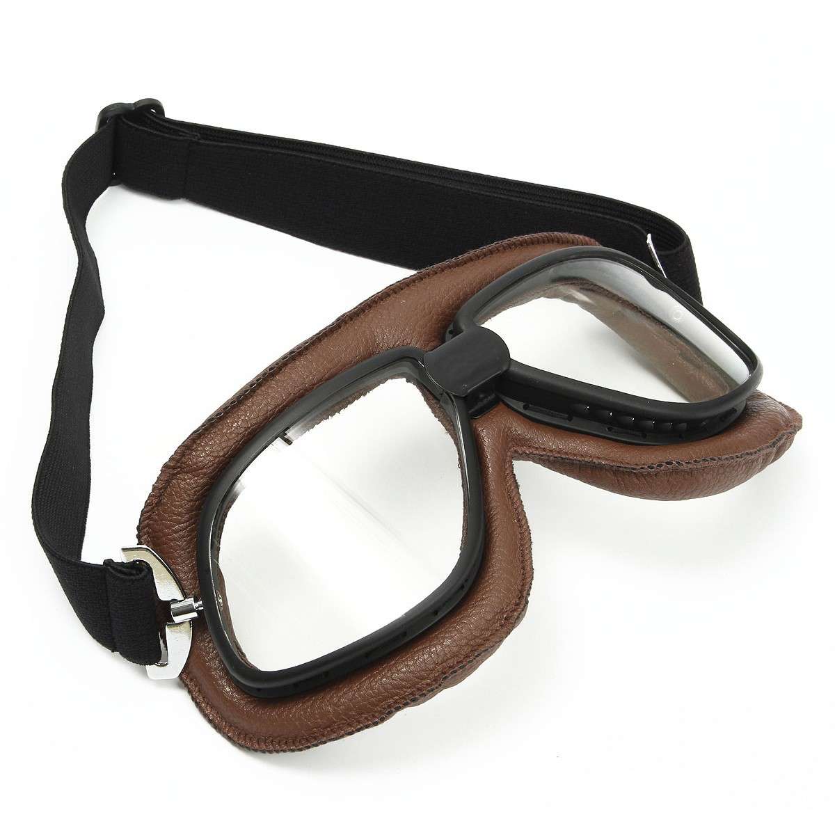 Vintage Motorcycle Scooter Goggles Riding Glasses Clear Lens Pilot Ski Bike Cru