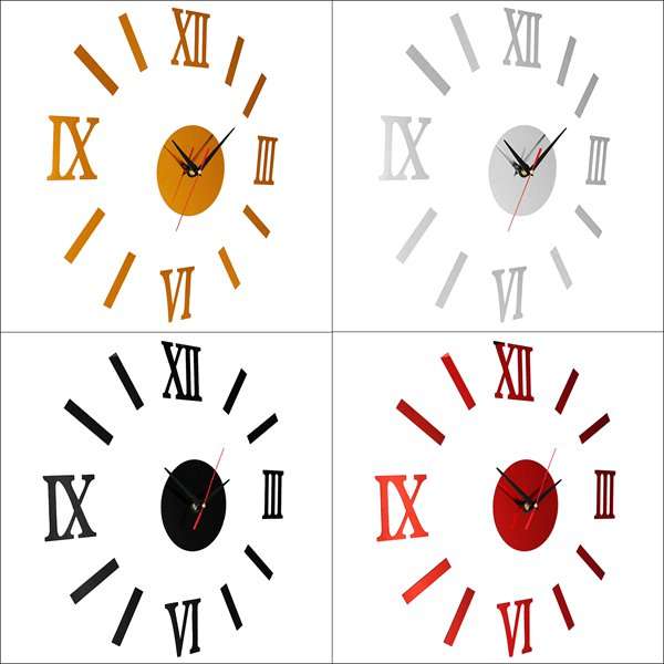 DIY Roman Numeral Clock Kit Black Red Gold Silver