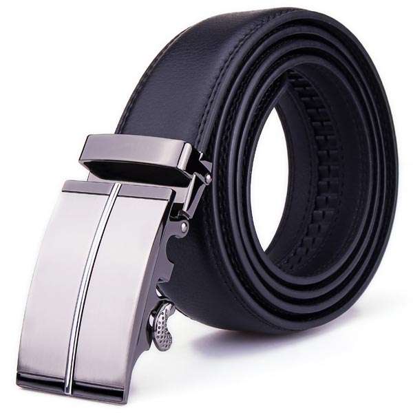 Mens PU Leather Belts Automatic Buckle Black Business Belts