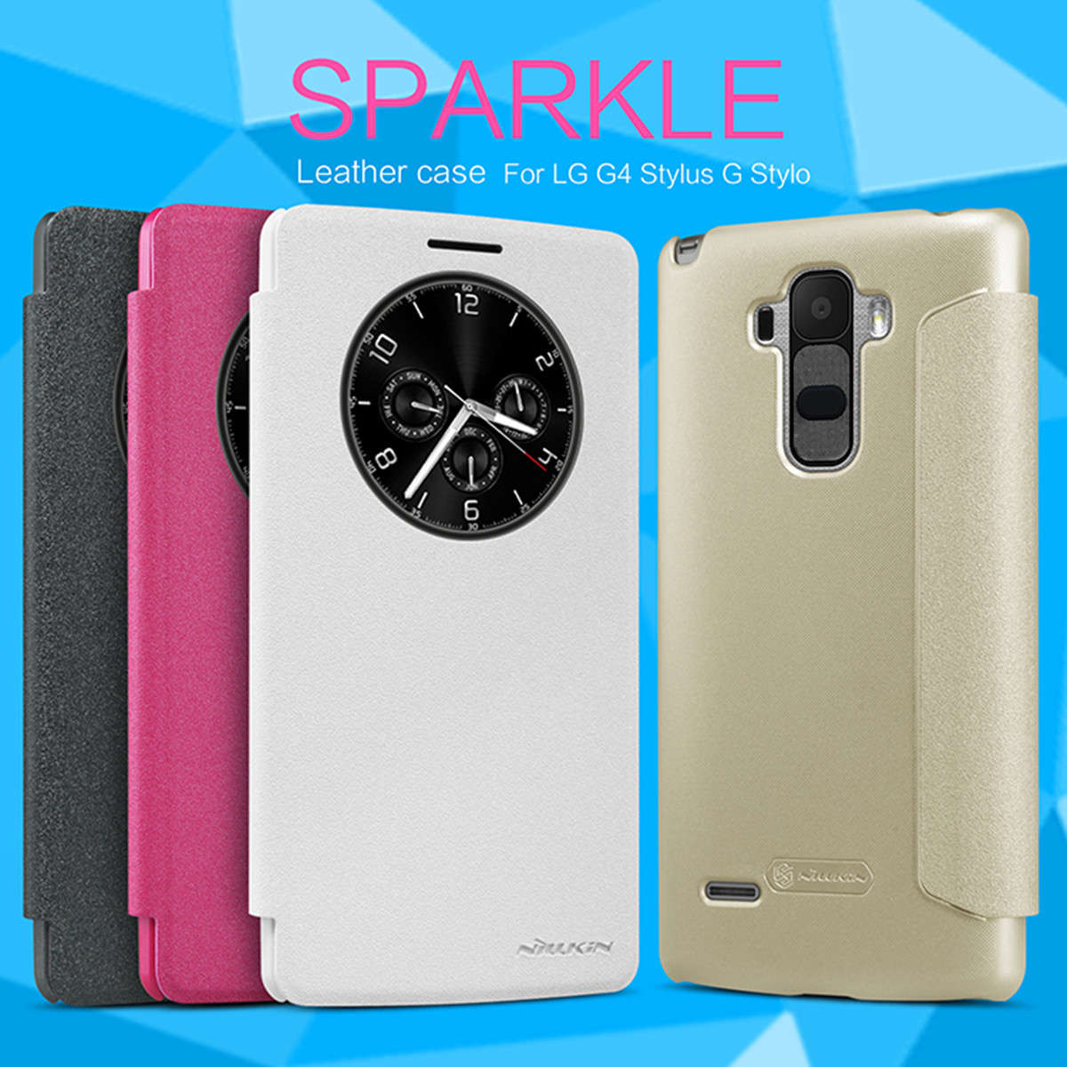 NILLKIN Sparkle Leather Case Window Smart Sleep Cover For LG G4 Stylus G Stylo