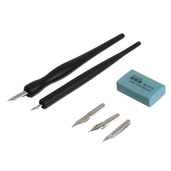 Manuscript Pen Cartoon Dip Pen Five Nibs Pen Holders Set For Drawing And Mapping