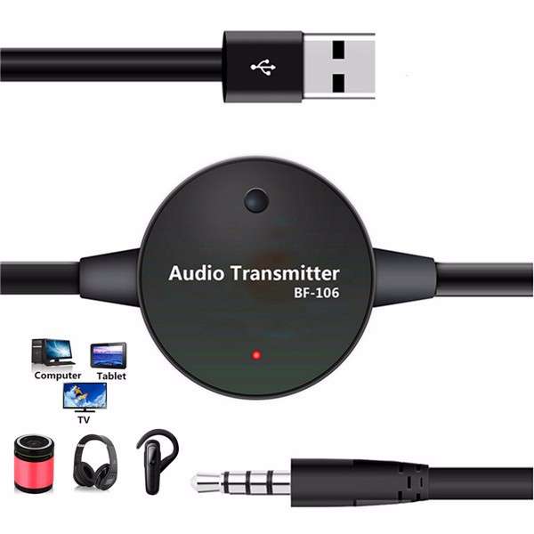 BF-106 3.5mm Bluetooth Stereo Audio Transmitter Receiver RCA Music Adapter Car