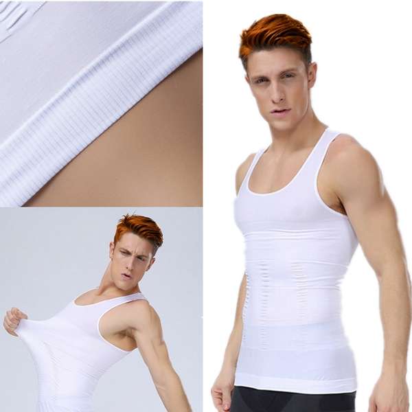 Mens Swimming Slim Body Shapper Sport Vest Underwear Compression
