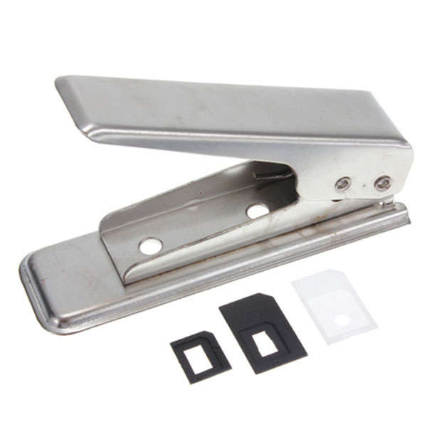 Stainless Steel Micro Nano SIM Cutter With SIM Adapters For iPhone 5
