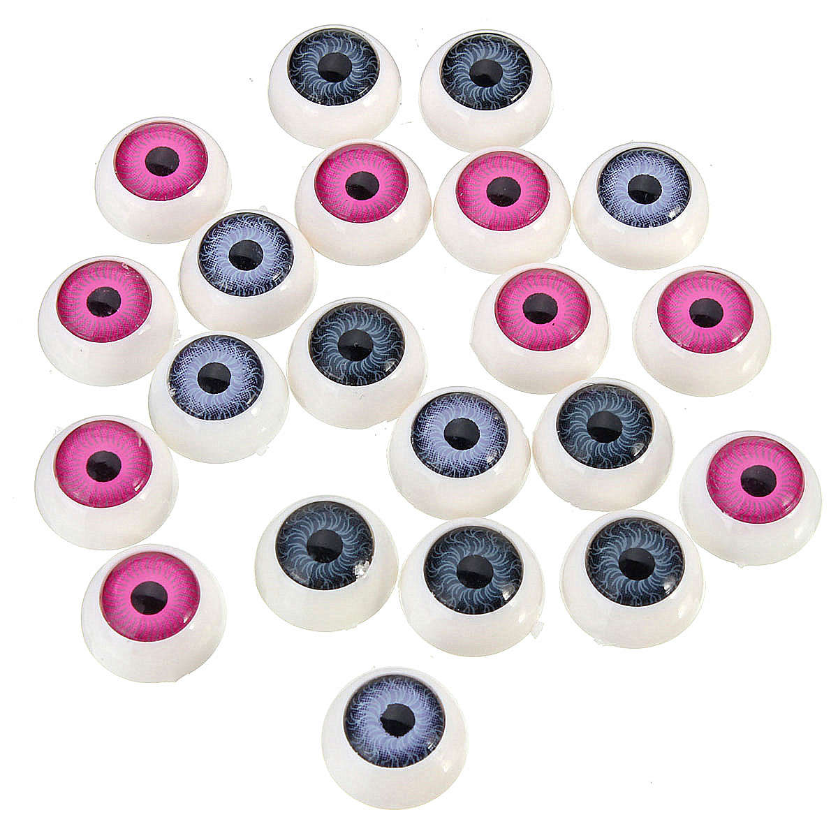 20Pcs(10pairs) Half Round Doll Bear Craft Plastic Eye Mixed Color Eyes 12mm