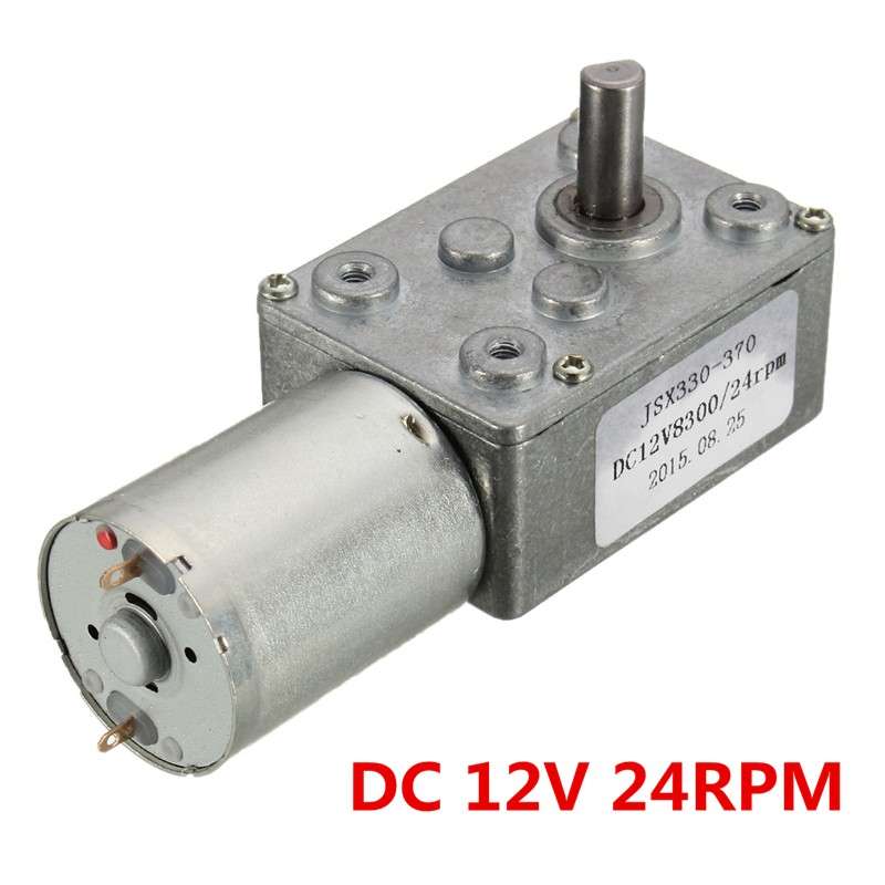 12V 24RPM Square Speed Gear Box Worm Geared DC Motor High Torque 370 Motor