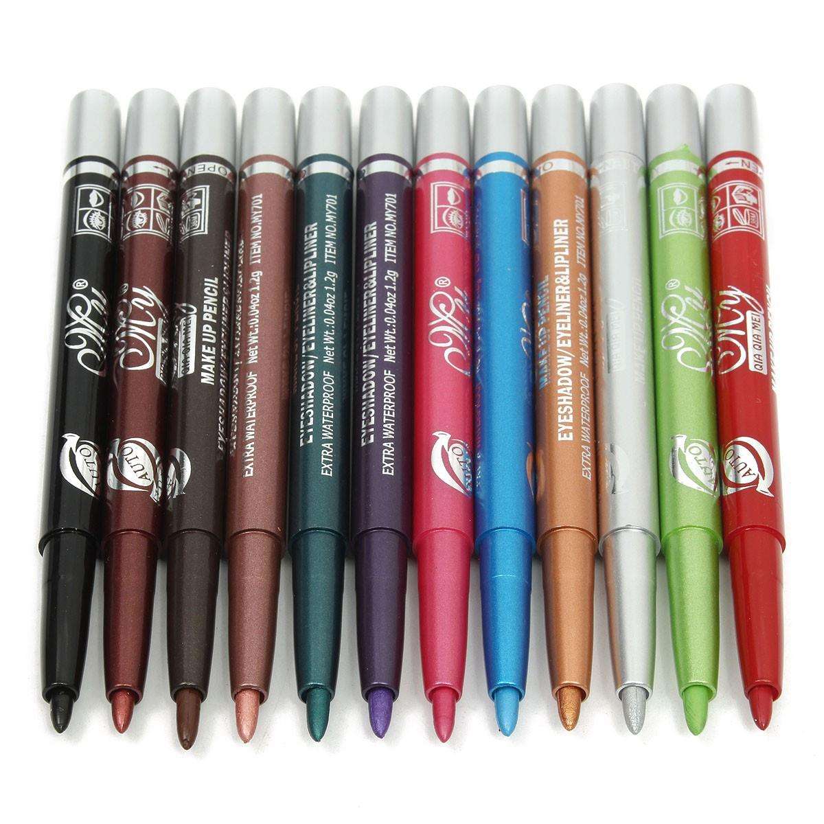12 Colors Eyeliner Eye Shadow Glitter Shiny Pen Pencil Shimmer Makeup Tool