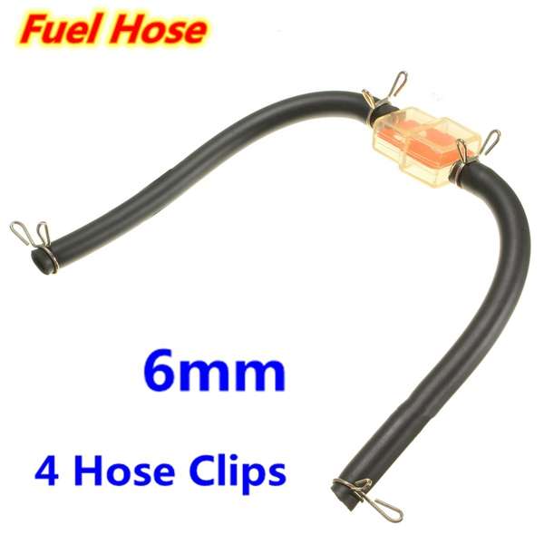 6mm 4 Clips Petrol Fuel Pipe Hose Filter In Line For Motorcycle Motorbike Scoot