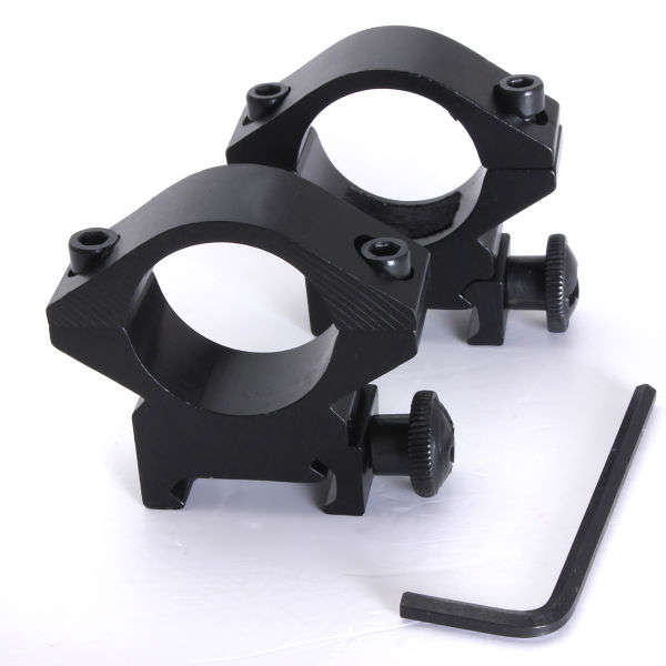 25.4mm Flashlight Scope Ring Hole Mount Bracket Black 2 Pcs