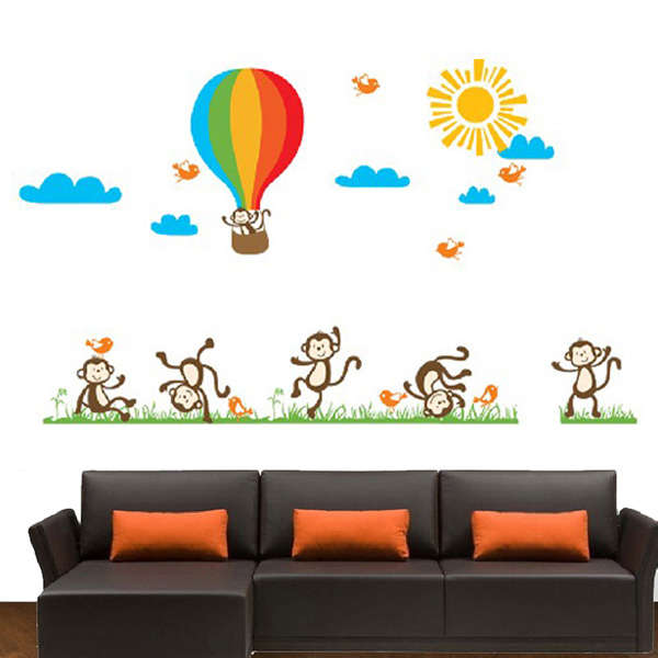 Monkey Balloon Wall Stickers Cartoon Wall Stickers House Decoration