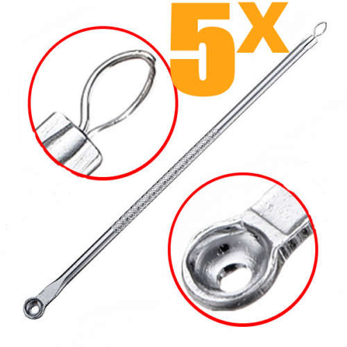 5pcs Silver Blackhead Comedone Acne Extractor Stainless