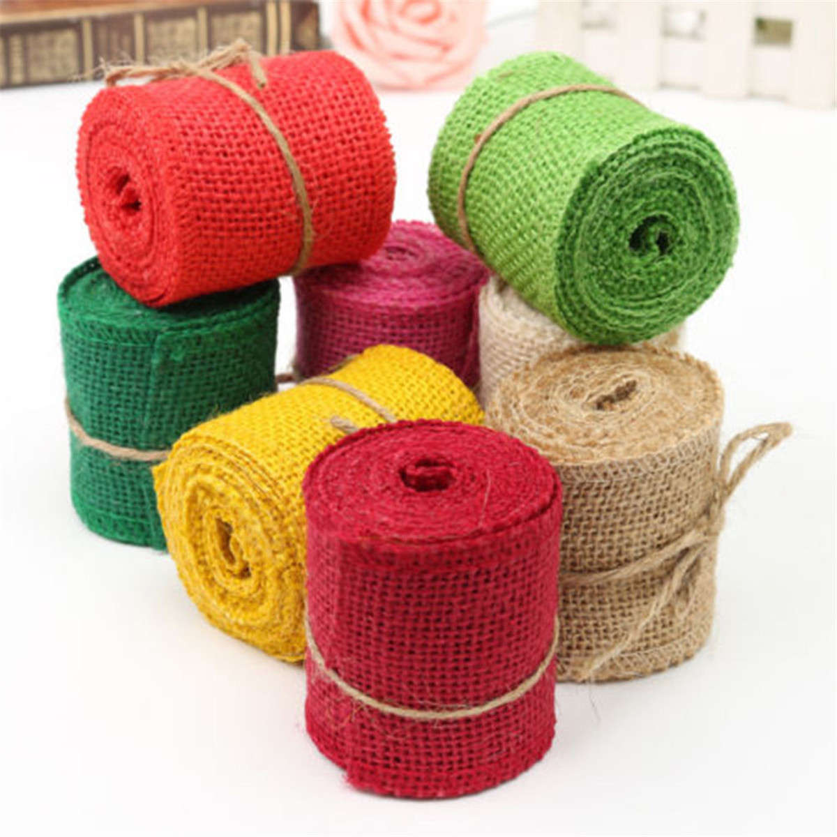 Colorful Handcrafted Vintage Jute Hessian Braid Lace Ribbon Wedding Party Wrapp