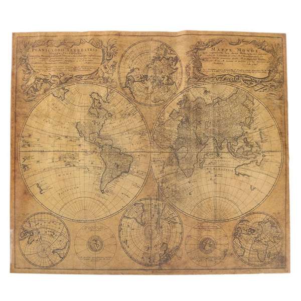 62x52cm Old Retro Large World Map Vintage Antique Style Brown Paper Poster Wall