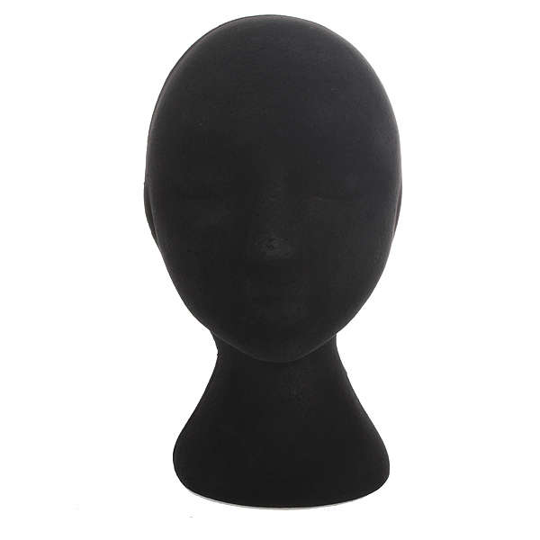 Female Black Styrofoam Mannequin Head Stand Model