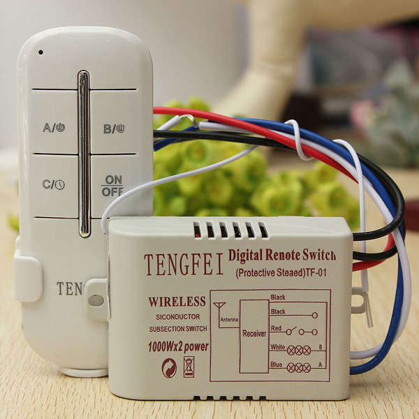 Wireless 2 Channels 220V Lamp Remote Control Switch Transmitter