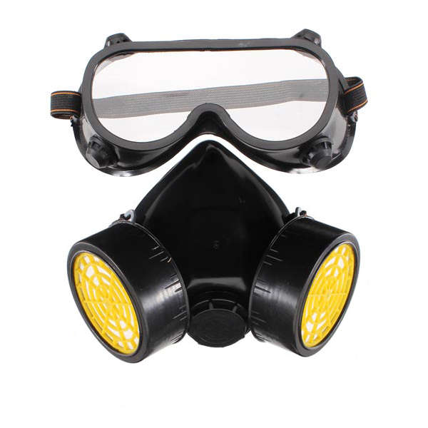 Double Gas Mask Protection Filter Chemical Gas Respirator Face Mask
