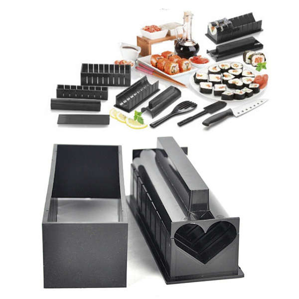 11pcs Black DIY Sushi Maker Mold Rice Roll Mold Kitchen Tool