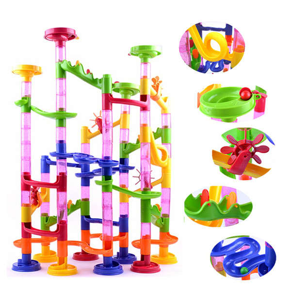 105PCS DIY Construction Marble Race Run Maze Balls Track Building Blocks