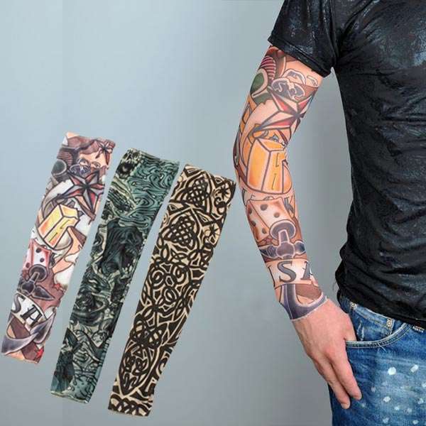 1 PCS Demon Skull Nylon Stretchy Fake Arm Tattoo Sleeve Stocking