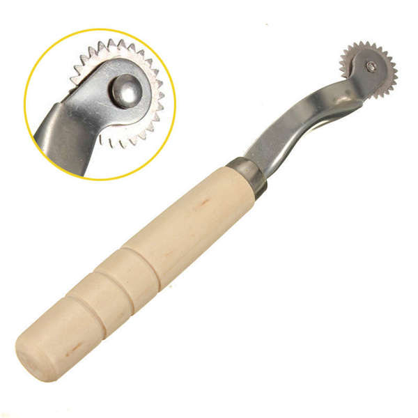Leathercraft Fabric Serrate Tracing Wheel Sewing Tool With Wood Handle