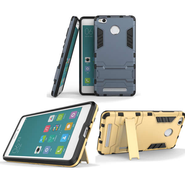 Hybrid TPU & PC Hard Back Stand Protector Case For Xiaomi Redmi 3 Pro 3S 3X