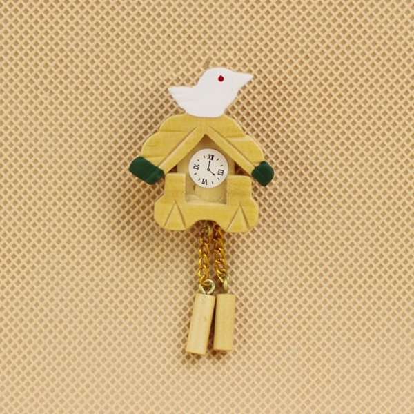 Mini Wood Clock Decor Forest Wall Wooden Bird Clock Dollhouse Decor