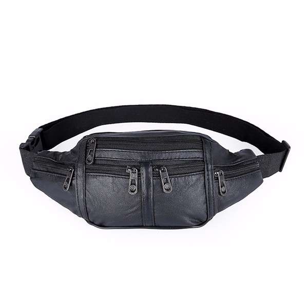 Men Business Genuine Leather Sheepskin Waist Bag