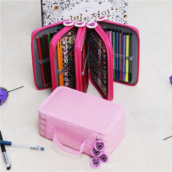 72 Holes 4 Layers Pen Pencil Case Stationary Pouch Bag Travel Cosmetic Brush Ma