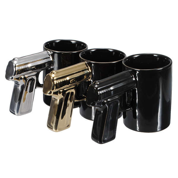 Creative Plating Handle Pistol Mark Cup Ceramic Coffee Cup Gun Mug