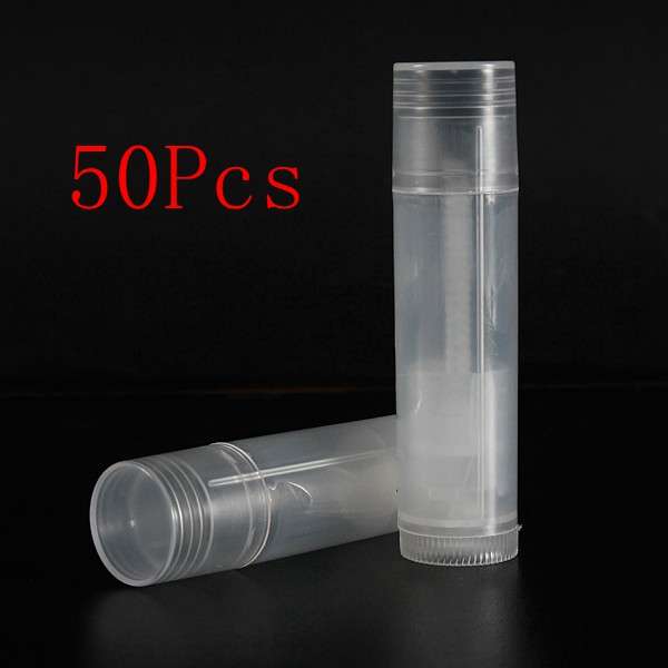 50Pcs Empty Clear Lip Balm Tubes Containers Small Transparent Lipstick Bottle