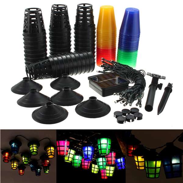 8M 40 LED Solar Powered Hanging Lantern Light Long String Lamp Outdoor Garden