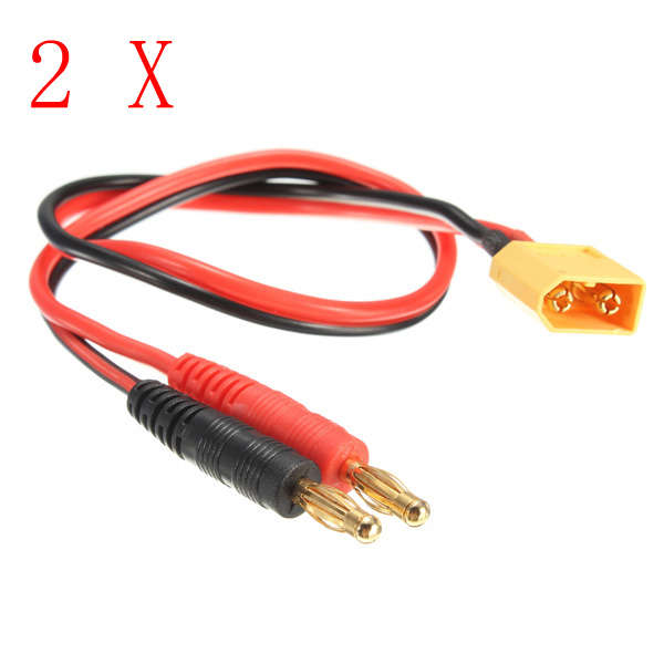 2X XT60 Connector to Banana Plug 4mm Battery Connectors Charger Cable