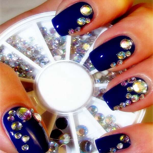 5 Sizes White Multicolor Acrylic Rhinestone Nail Decoration Wheel