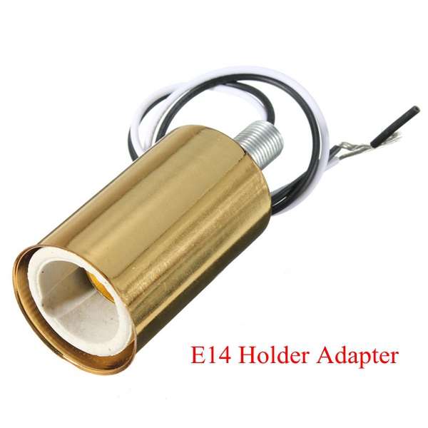 Gold E14 Ceramic Iron Screw Base Round Light Bulb Lamp Socket Holder Adapter