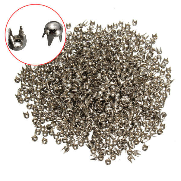 1000Pcs 3MM Silver Round Rivet Studs Spike Spots Punk for Leather Belt Craft Bag