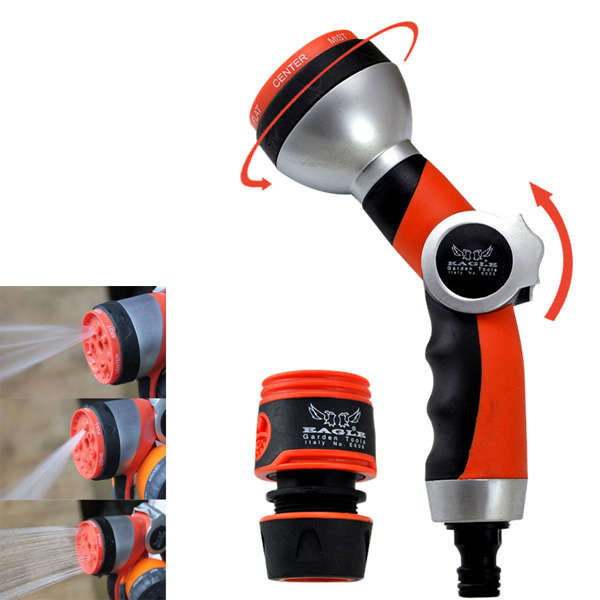 Multifunction Handle Push Adjustable Spray Nozzle Garden High Pressure Watering