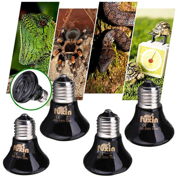 220V Mini Black Ceramic Heat Infrared Emitter Lamp Bulb for Reptile Pet Brooder