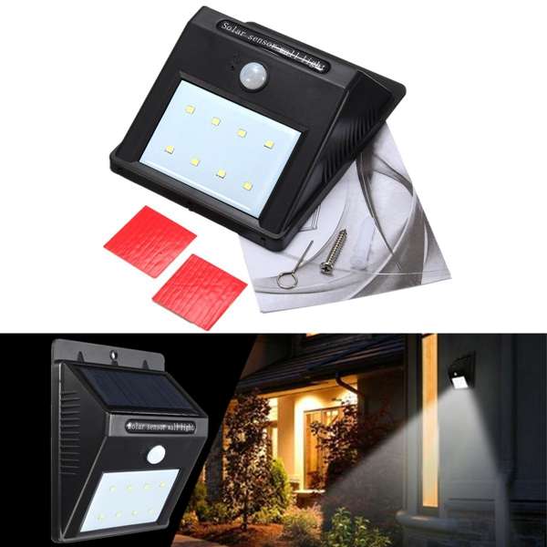 8 LED Solar Power PIR Motion Night Sensor Wall Lights Waterproof Outdoor Garde