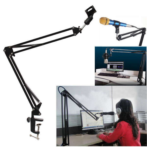 Microphone Suspension Boom Scissor Arm Stand Holder For Broadcast
